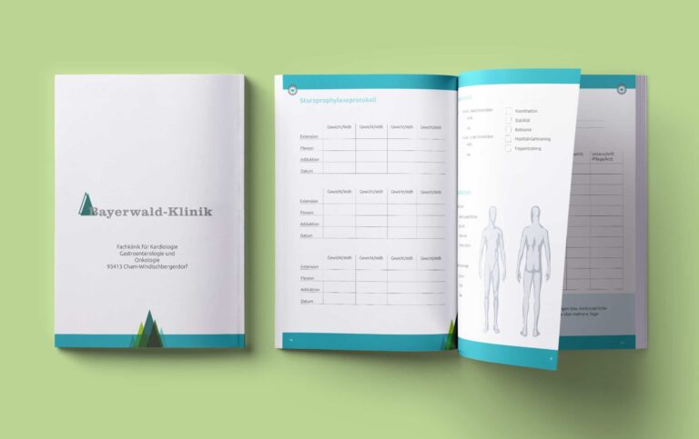Werbeagentur, Weiden, Oberpfalz, Amberg, Cham, Hof, Marketing, Werbung, kreativmaleins, Geschäftsausstattung, Bayerwald-Klinik, Rehabilitation, Kardiologie, Onkologie, Hämatologie, Flyer, Branding, Broschüre, Logo, Farbpalette
