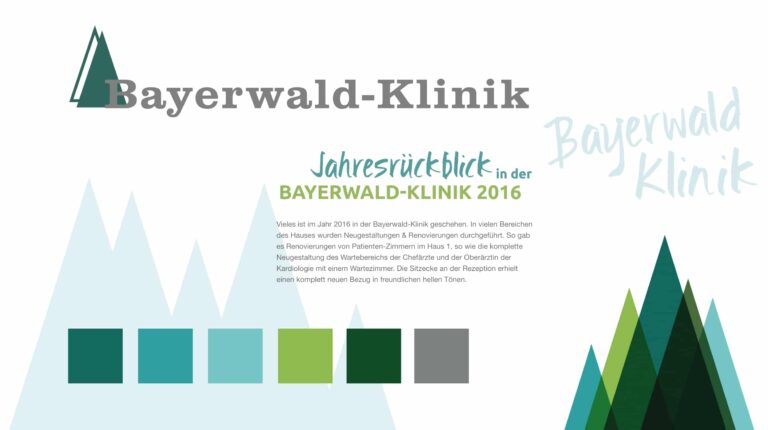 Werbeagentur, Weiden, Oberpfalz, Amberg, Cham, Hof, Marketing, Werbung, kreativmaleins, Geschäftsausstattung, Bayerwald-Klinik, Rehabilitation, Kardiologie, Onkologie, Hämatologie, Flyer, Branding, Broschüre, Logo, Farbpalette