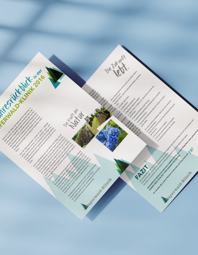 Werbeagentur, Weiden, Oberpfalz, Amberg, Cham, Hof, Marketing, Werbung, kreativmaleins, Geschäftsausstattung, Bayerwald-Klinik, Rehabilitation, Kardiologie, Onkologie, Hämatologie, Flyer, Branding, Broschüre, Logo, Farbpalette