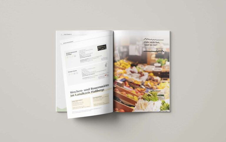 Werbeagentur, Weiden, Oberpfalz, Amberg, Cham, Hof, Marketing, Werbung, kreativmaleins, Geschäftsausstattung, Landkreis Haßberge, Plakat, Landkarte, Flyer, Broschüre, Sammelheft, Regional gut einkaufen, Sammelpunkte, Regionalmanagement, Aktionswochen, Direktvermarkter, Förderung