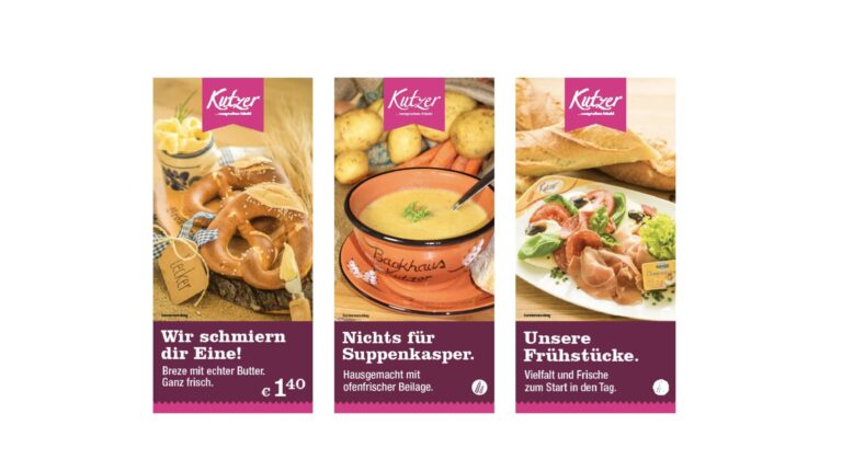 Werbeagentur, Weiden, Oberpfalz, Amberg, Cham, Hof, Marketing, Werbung, kreativmaleins, Geschäftsausstattung, Backhaus Kutzer, Logo, Branding, Verpackung, Brot, Gebäck, Filialen, Kaffee, Traditionsbäckerei, Semmeln & Laugengebäck, süßes Gebäck, Öffnungszeiten, Webseite, Broschüre, Flyer
