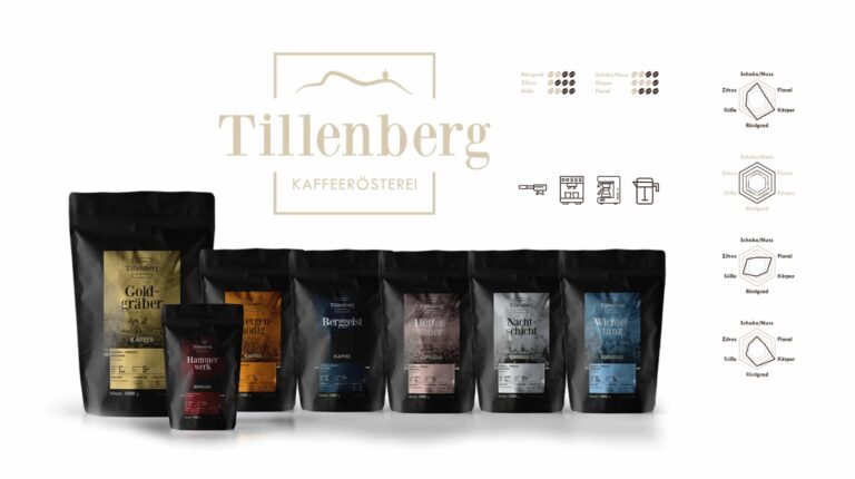 Werbeagentur, Weiden, Oberpfalz, Amberg, Cham, Hof, Marketing, Werbung, kreativmaleins, Visitenkarten, Geschäftsausstattung, Etiketten, Webseite, Webdesign, Online, Tillenberg, Kaffee, Kaffeerösterei, Rösterei, Kaffeesorten, Espresso, Zubereitung, Kaffeebohne, Geschenk